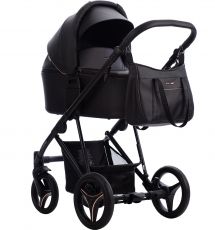 Детская коляска 2 в 1 Bebetto Flavio PRO 06 black, 100% Эко-кожа,